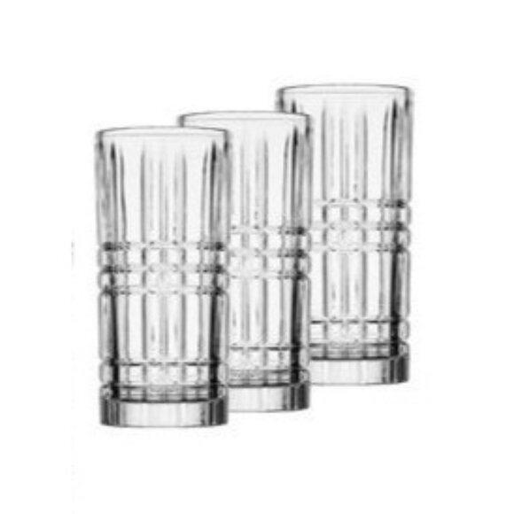 Godinger Boundary Pattern Highball Glasses Set Of 4 Clear Size OS Defected - Picture 4 of 4